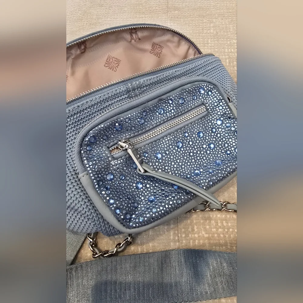 Steve Madden Bmaxima Multi Crystals Cross Body Sling Bag + Shoes Bundle 9 (Blue)